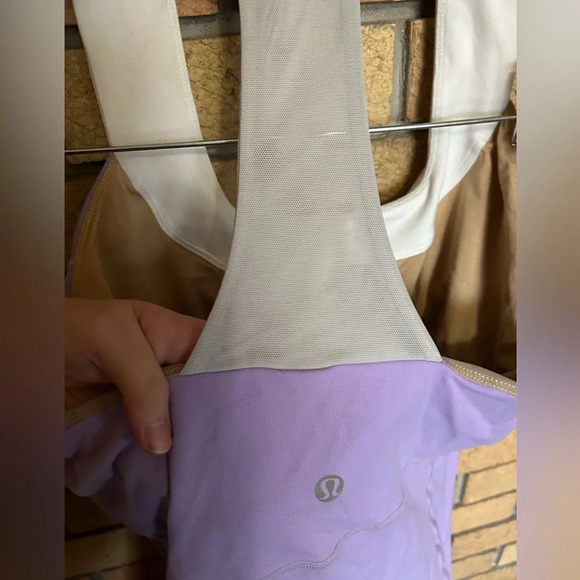 Lululemon Thick Strap Scoop Neck Halter Tank Top Purple & White Size 12 - Picture 3 of 4